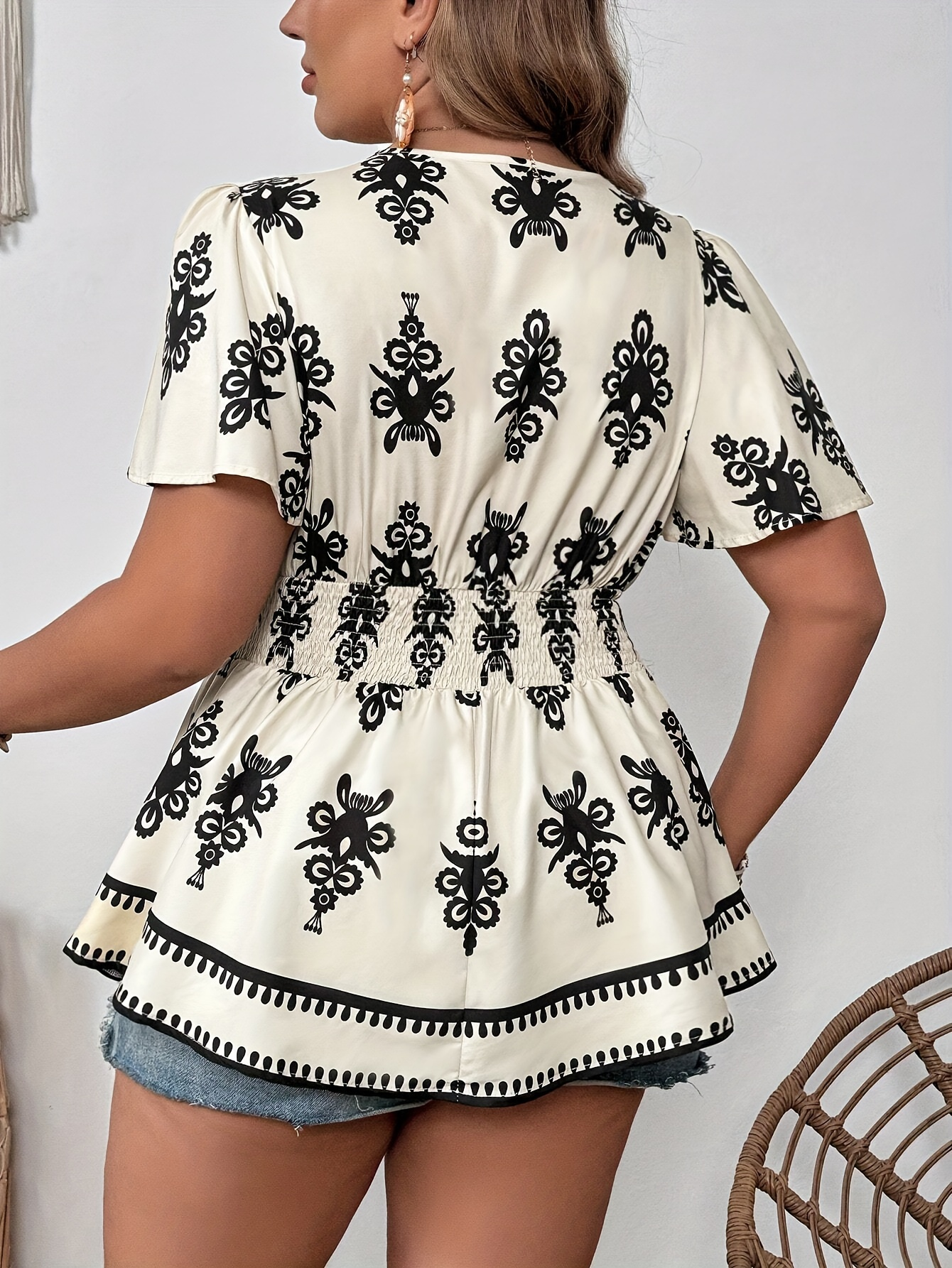 T-shirt grande taille pour femme, imprimé ethnique, décontracté, élégant, confortable, coupe ample, style tendance