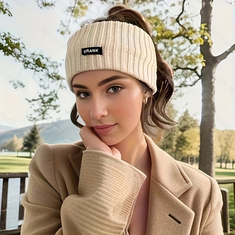 Femmes hiver large bandeau couleur unie tricoté chaud bandeau filles Punk élastique chapeaux sport bandes de cheveux accessoires