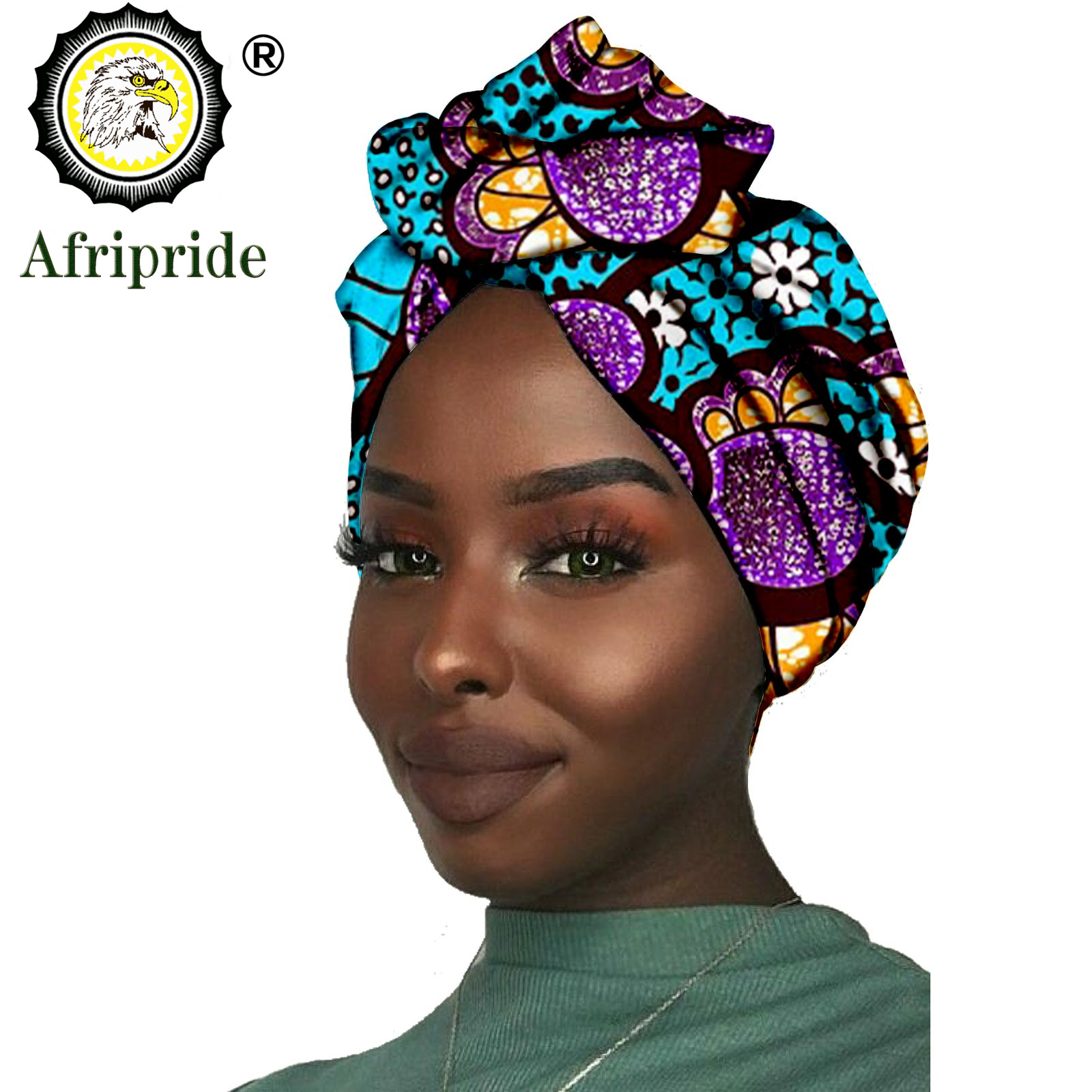 Nouveau foulard africain tendance pour femme en tissu wax de coton, turban traditionnel AFRIPRIDE S001 Pure Wax