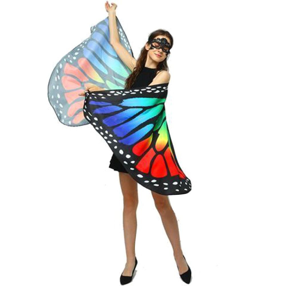 Cape papillon en Polyester pour femmes, ailes de papillon, pour déguisement de scène, châle, robe fantaisie, accessoire de Cosplay, robe Rave
