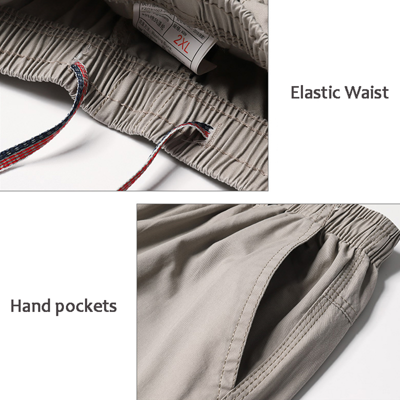 Pantalon cargo pour hommes grande taille, taille élastique, jambe droite, pantalon décontracté, grande taille, couleur unie, multi-poches, pantalon en coton XL-6XL