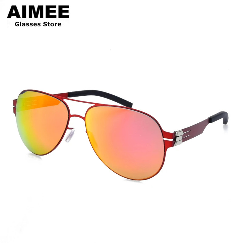 Lunettes de soleil polarisées sans vis pour hommes et femmes, lunettes de soleil de protection UV à la mode, lentille optique colorée, créateur de marque pilote, nouveau