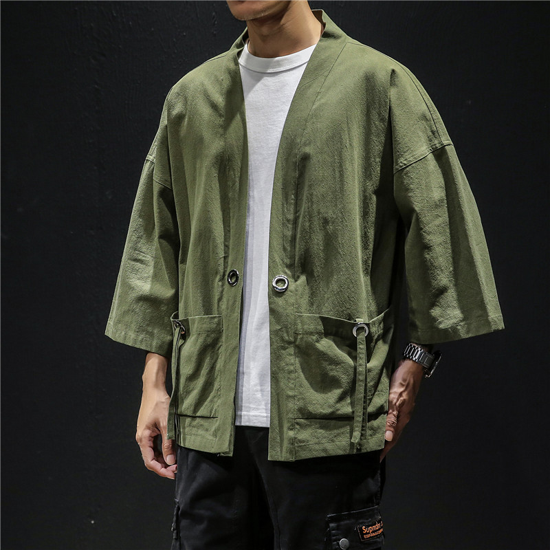 Cardigan Kimono Traditionnel Japonais Rétro en Coton et Lin, Vêtements de Samouraï, Style Chinois, Haori EntreMiStreetwear, Grande Taille 4XL 5XL