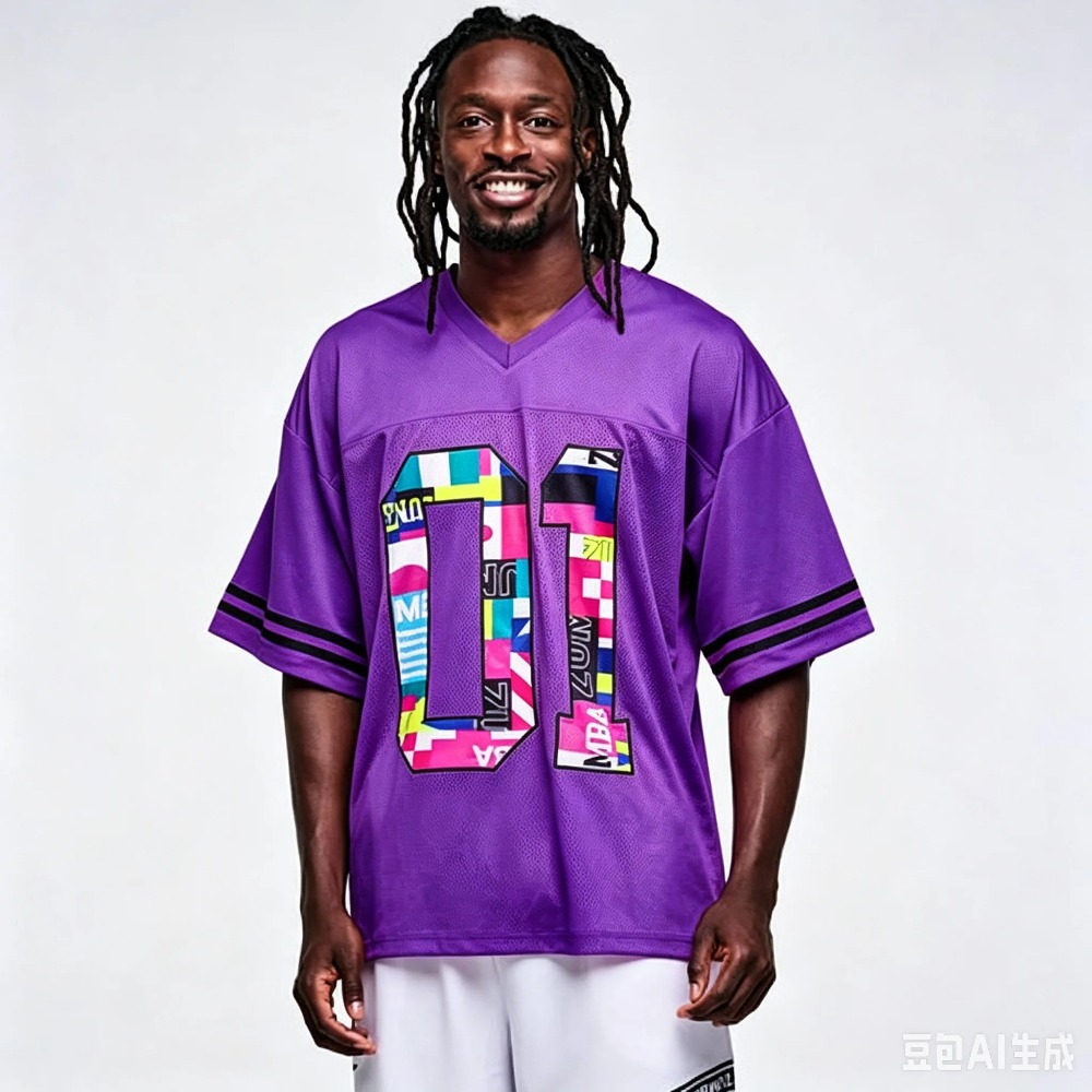 Nouveau Maillot de Football 2026 01 Imprimé Drapeau Coloré Col en V Maille Respirante Tendance Streetwear Décontracté Ample Manches Courtes Unisexe