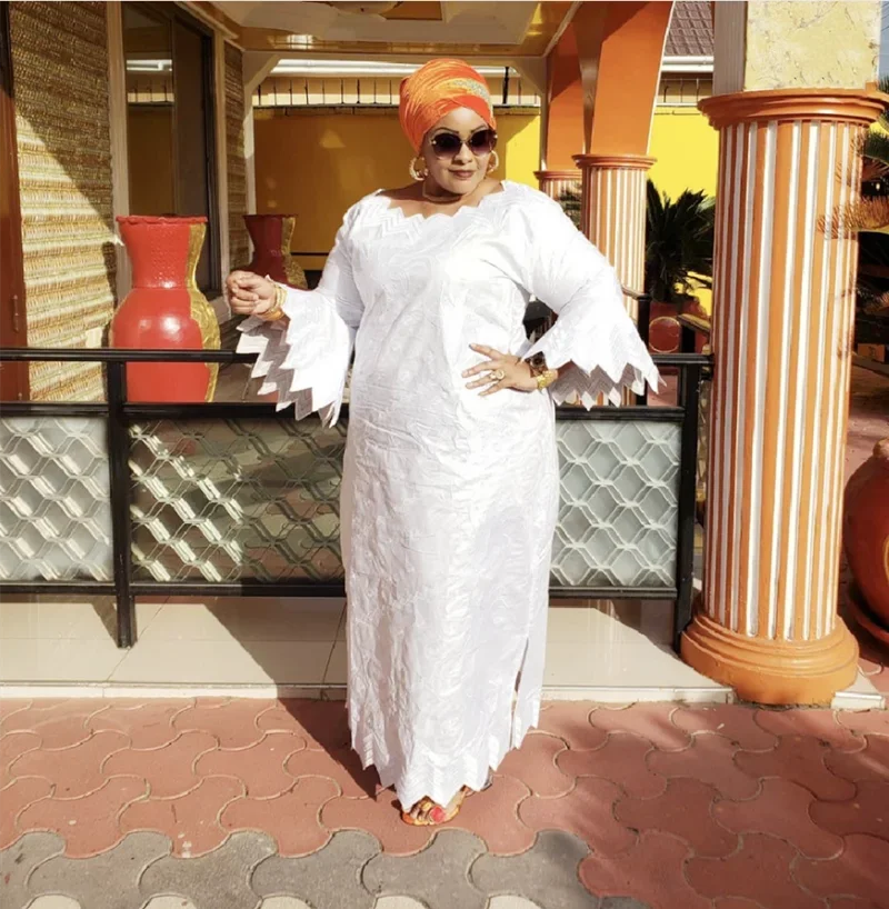 Robe africaine brodée pour femmes, nouvelle mode, bazin riche