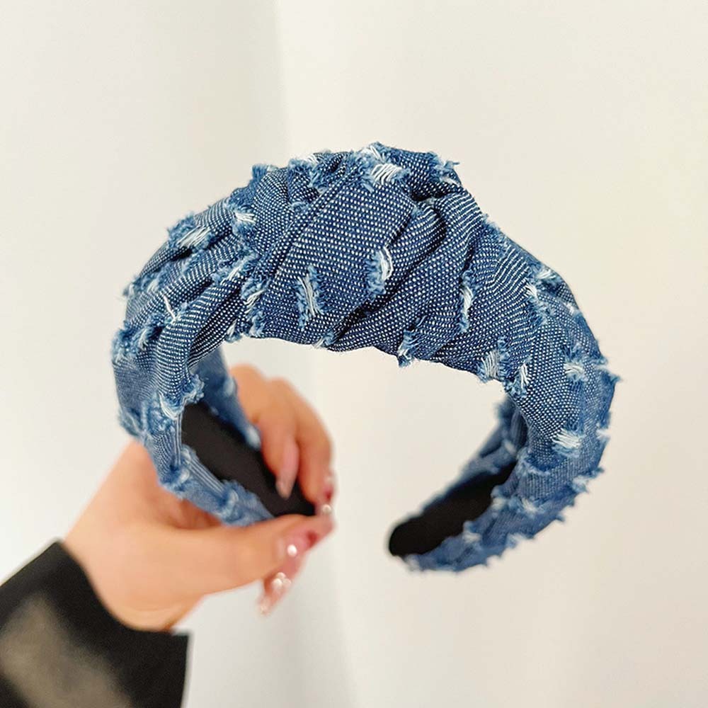Bandeaux larges noués en denim pour femmes, bandeaux de sauna, coiffure INS Fashion Cool Cowboy, cerceaux de cheveux