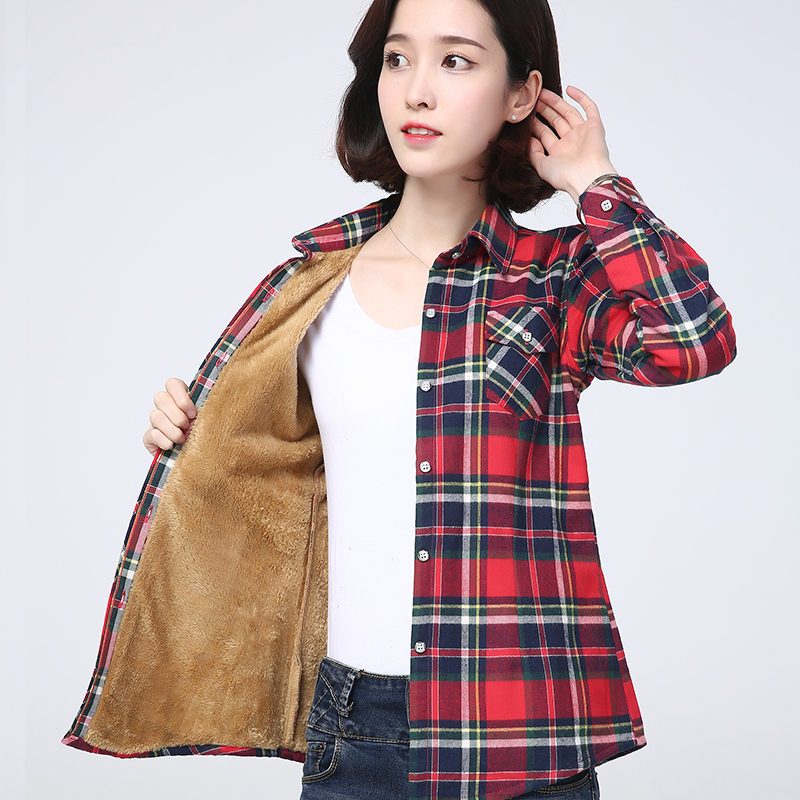 2025 hiver nouveau femmes chaud chemise à carreaux manteau décontracté polaire velours Plus veste épaisse hauts collège Style femme vêtements d'extérieur