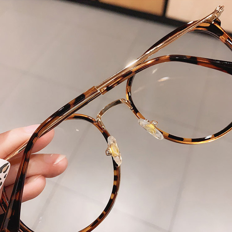 Buc& EI-Monture de lunettes rondes pour hommes et femmes, lentille transparente vintage, optique, léopard, vert, lunettes, mode