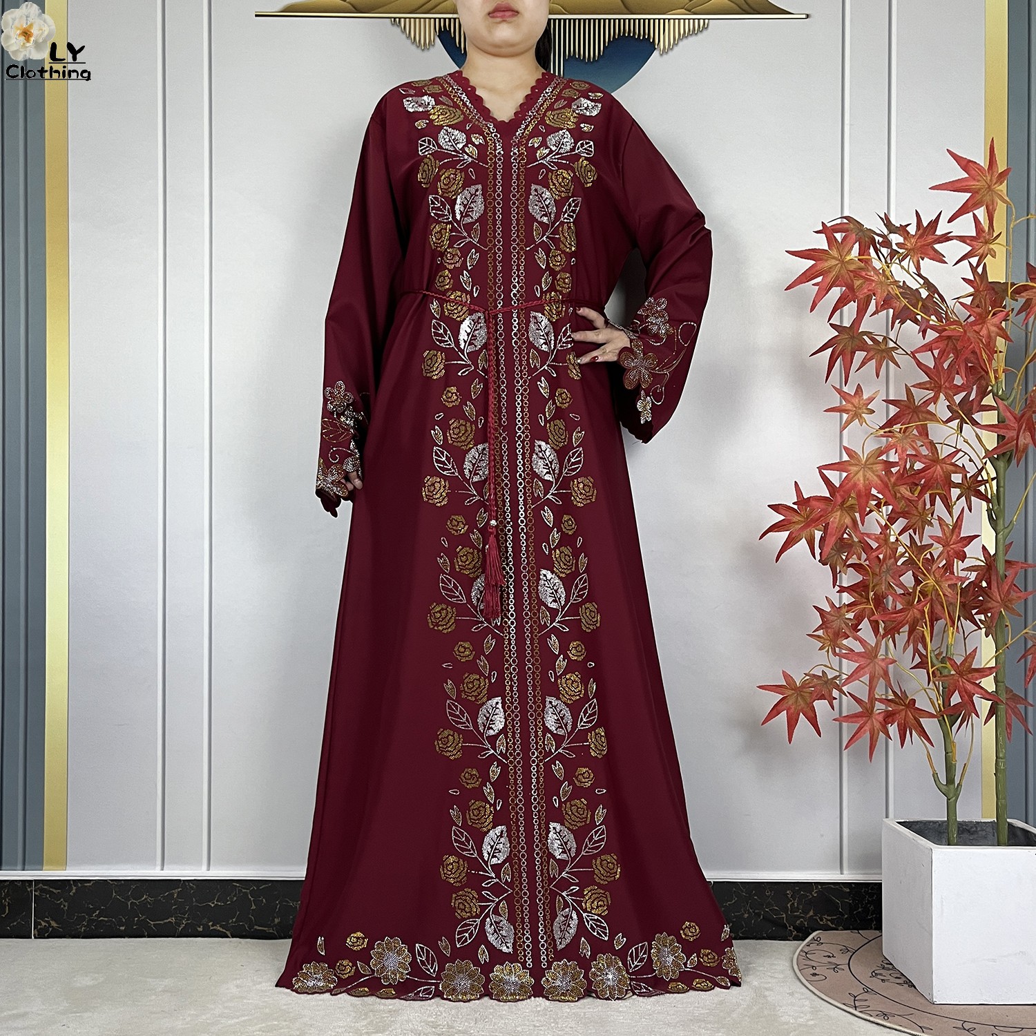Nouvelle robe élégante pour femmes musulmanes, en mousseline de soie, avec diamants, manches longues, vêtements décontractés, abaya africaine, Dubaï, Turquie, vêtements islamiques