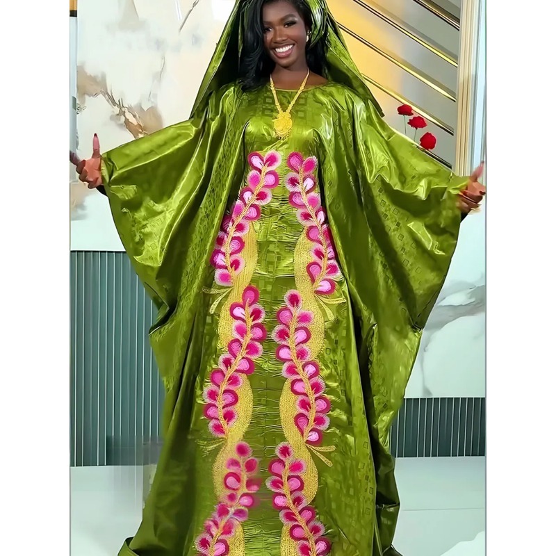 Robes longues de soirée africaines grande taille pour femmes 2026 – Nouvelle robe de luxe brodée Bazin élégante pour mariage musulman et soirée