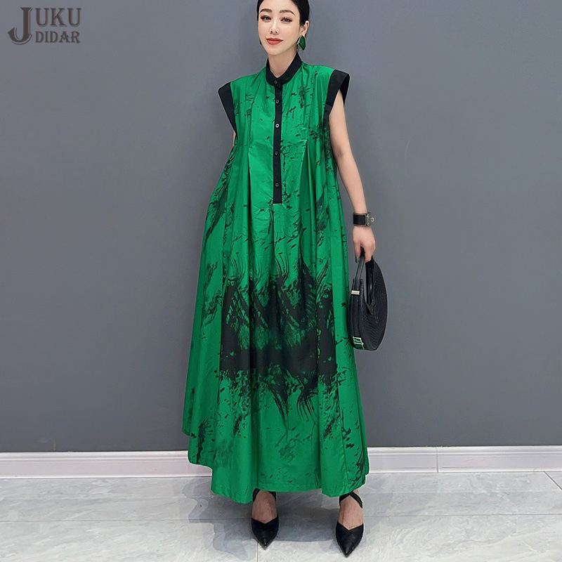 Robe imprimée vintage de style coréen pour femmes, robe d'été chic pour filles, mode chic, grande robe décontractée, nouveau, JJXD833