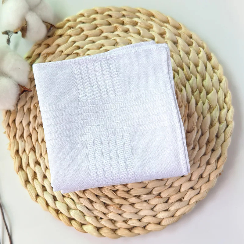 Lot de 6 mouchoirs unisexes en pur coton blanc avec bords en satin de couleurs unies, cadeaux de mariage pour les jeunes mariés, peuvent être utilisés comme tissus absorbants.