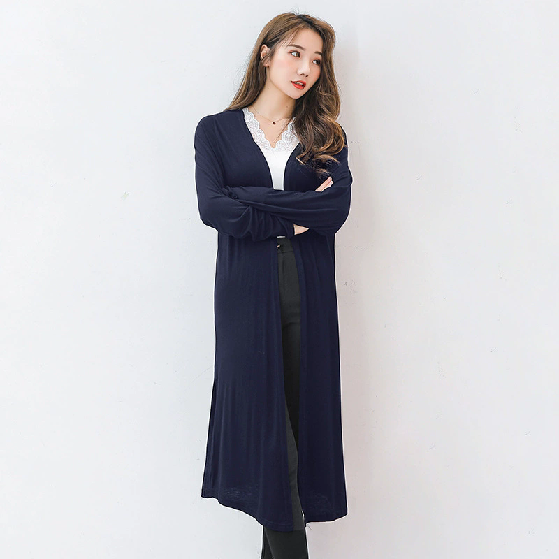 Cardigan long d'été en modal pour femme, style coréen, chemisier à manches longues, pull décontracté, vêtements de plage, blusas, tops