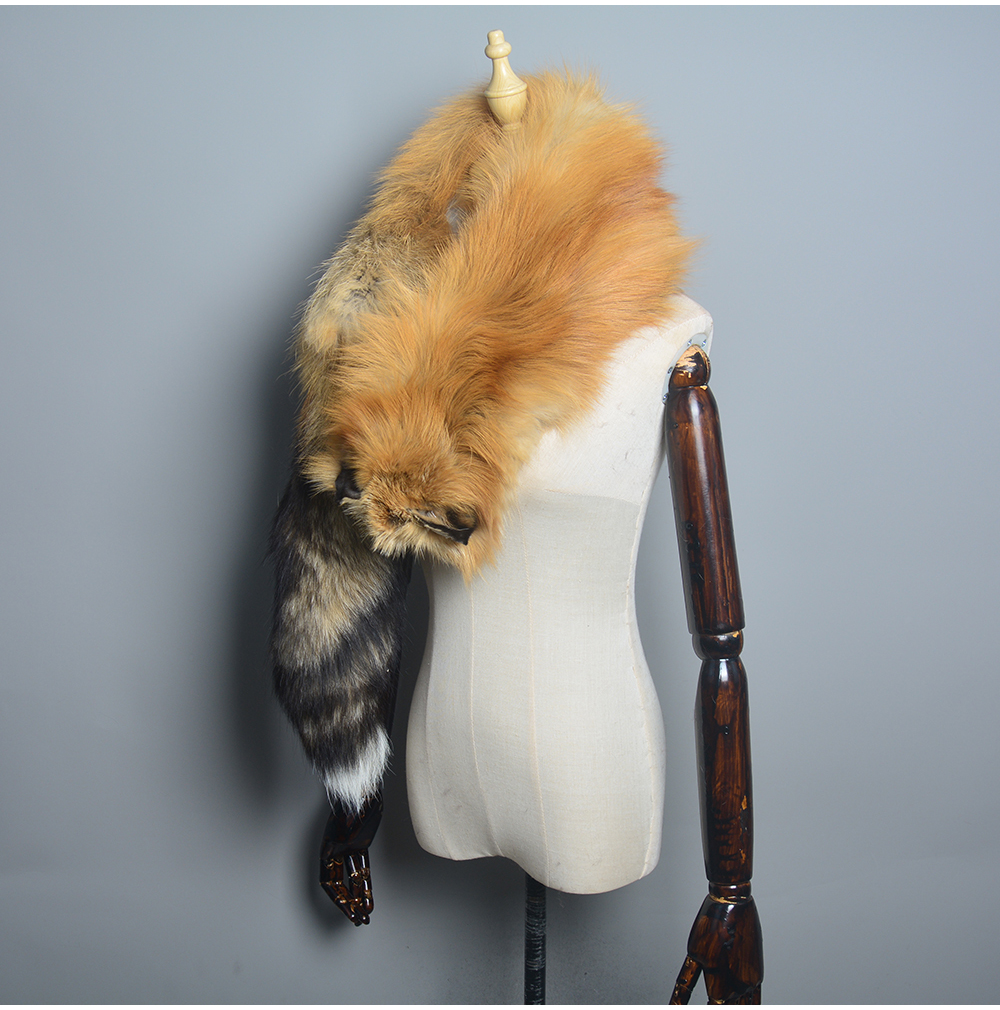 Grand Col en Fourrure de Renard group pour Femme et Homme, Manteau en Fourrure Naturelle, Écharpes de Luxe, Capuche, Châle, Décor, Cou, Wraps, Hiver Chaud