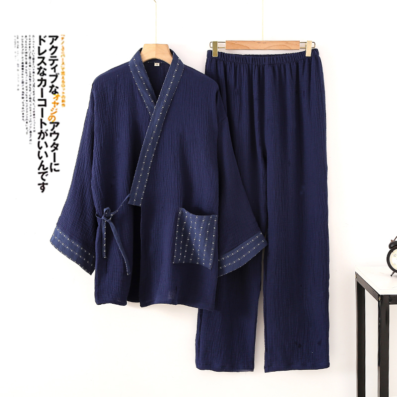Ensemble de kimono japonais en coton, pyjama deux pièces pour couple, yukata ample, vêtements de nuit pour homme et femme, vêtements de maison