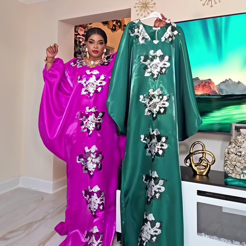 Robes traditionnelles nigérianes élégantes, robe africaine traditionnelle avec décorations en sequins, robe africaine