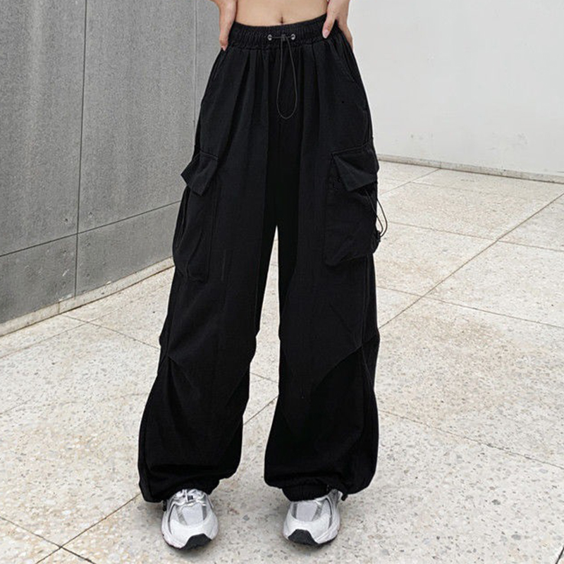 Pantalon de jogging décontracté pour femmes, couleur unie, taille basse, cordon de serrage, jambes larges, Baggy, Streetwear Y2k, survêtement surdimensionné, 2024