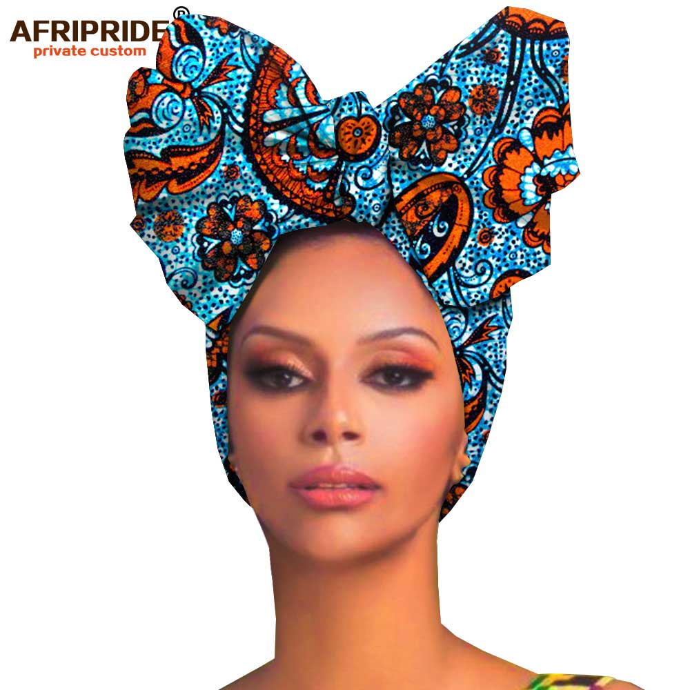 Foulards africains pour femmes, accessoires pour cheveux, matériau africain en tissu wax, turban traditionnel, foulard, 100% coton AFRIPRIDE A19H006