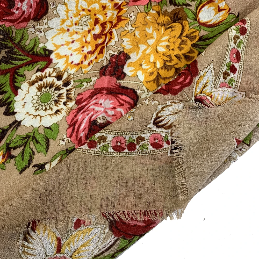 Foulard carré russe fin et respirant pour femmes, 130x130cm, imprimé Floral de luxe, châle ukrainien, Bandana, étole de plage