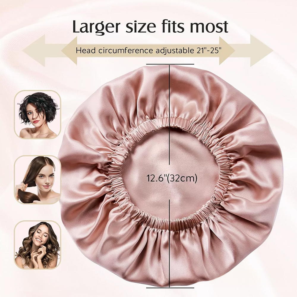 Bonnet Double couche en soie de mûrier 100% Pure pour femmes, chapeau de couchage, Bonnet de nuit avec bande élastique réglable