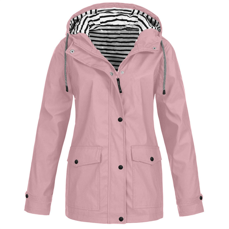 Veste à capuche pour Sports de plein air pour femmes, coupe-vent imperméable, doublure à rayures, manteaux amples surdimensionnés, printemps-automne, 2025