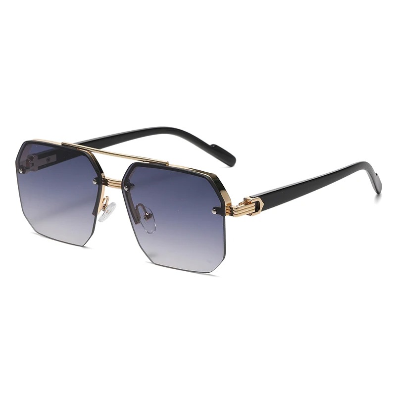 Lunettes de soleil métalliques pour hommes, monture carrée demi-cerclée, style décontracté, tendance, personnalité, rétro, mode, pour sports de plein air