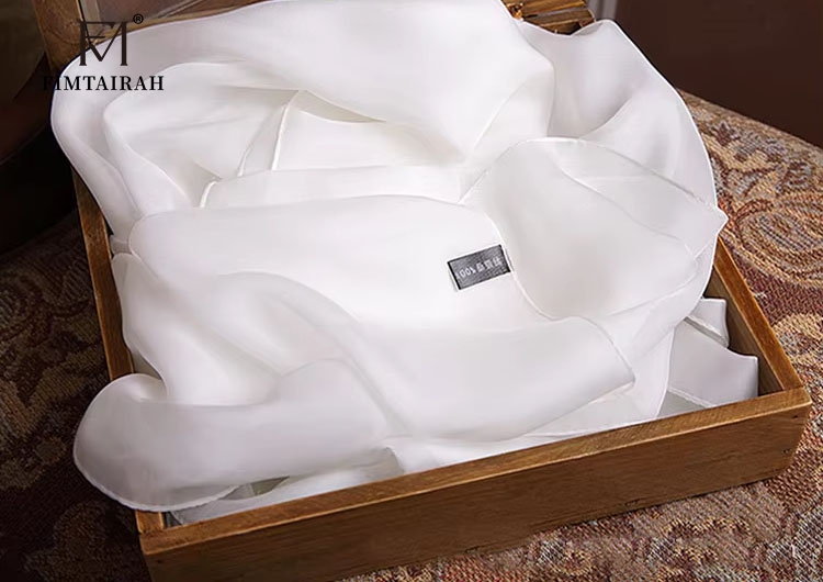 Écharpe en soie pure et véritable pour femme, foulard pour femme, blanc, solide, document, marque de luxe, automne, hiver, printemps, été, 600, 100%
