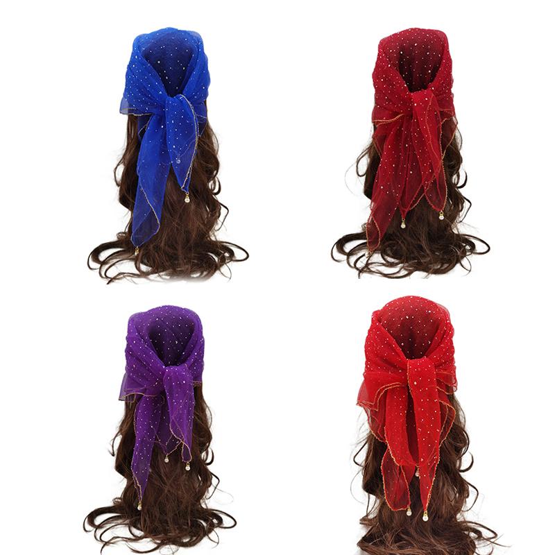 Foulard carré respirant en soie orné de strass, couleur unie, fin et tendance, pour femme, protection quotidienne, très populaire