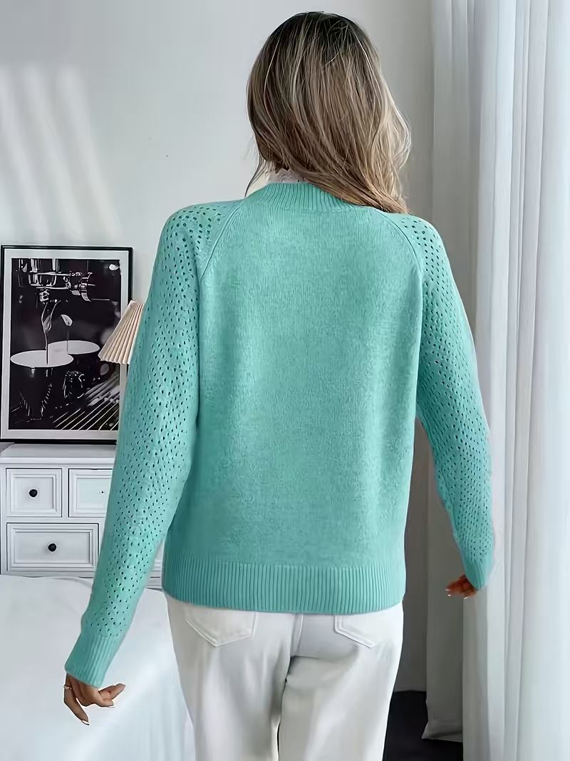 Gilet en tricot jacquard floral élégant pour femme, printemps/automne : col en V, décontracté, polyvalent, pull-over, style preppy