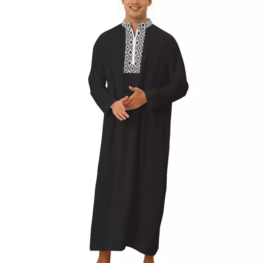 Hommes Eid longue Robe Jubba Thobe Abaya Dishdasha saoudien musulman Islam Caftan Abayas fermeture éclair dubaï caftan prière Ramadan maroc