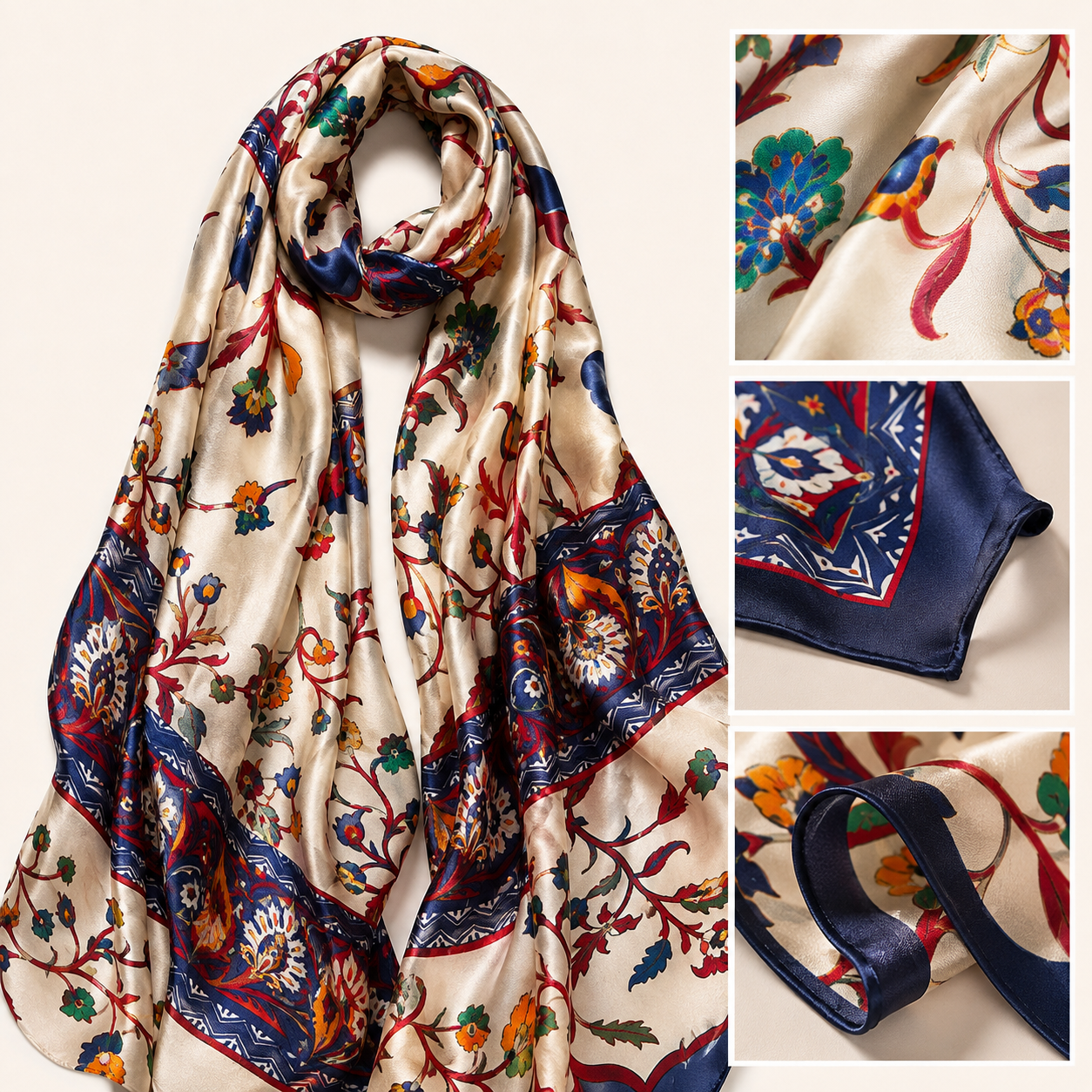 Écharpe en Soie de Luxe pour Femme, Nouveau Design, Grande Couverture de Plage, Châle Oversize, Bandana, Hijab, Cache-Visage, Foulard 245*110cm