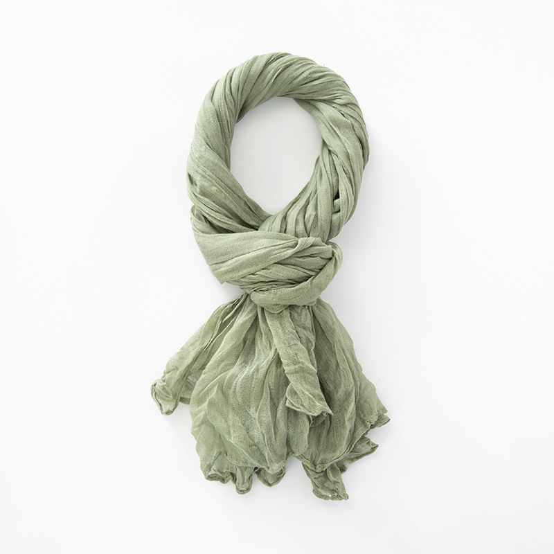 Nouvelle écharpe froissée en coton voile pour femmes et filles, châle fin en tricot doux, écharpes d'été en lin pour femme