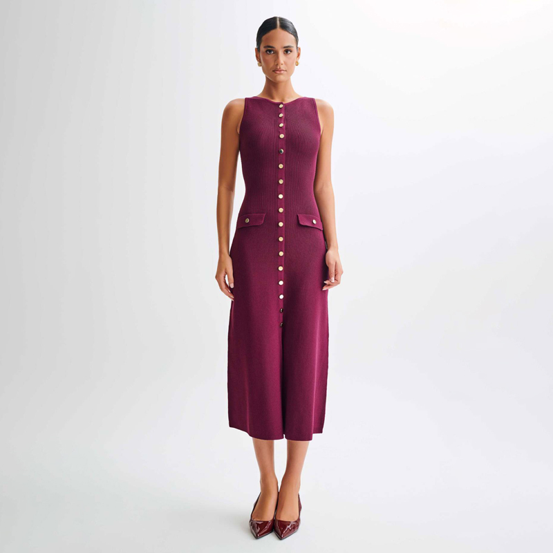 Robe longue tricotée pour femmes, élégante, sans manches, boutons, Maxi pull, moulante, robes de soirée, à la mode, 2024 N