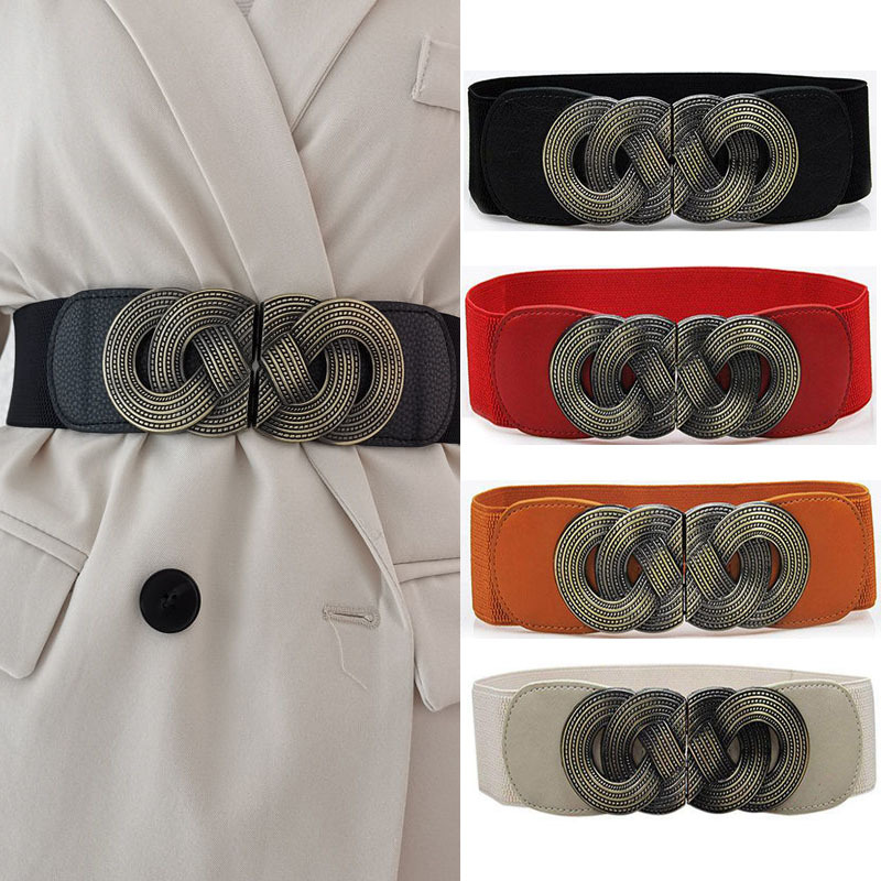 Ceinture large extensible pour femmes, accessoire polyvalent et tendance pour robes, ceinture large décorative en cuir