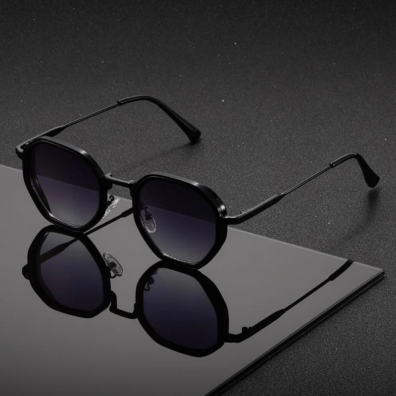1 paire de lunettes de soleil unisexes rondes en métal, à la mode, vintage, irrégulières, style punk, pour homme et femme, classiques, UV400