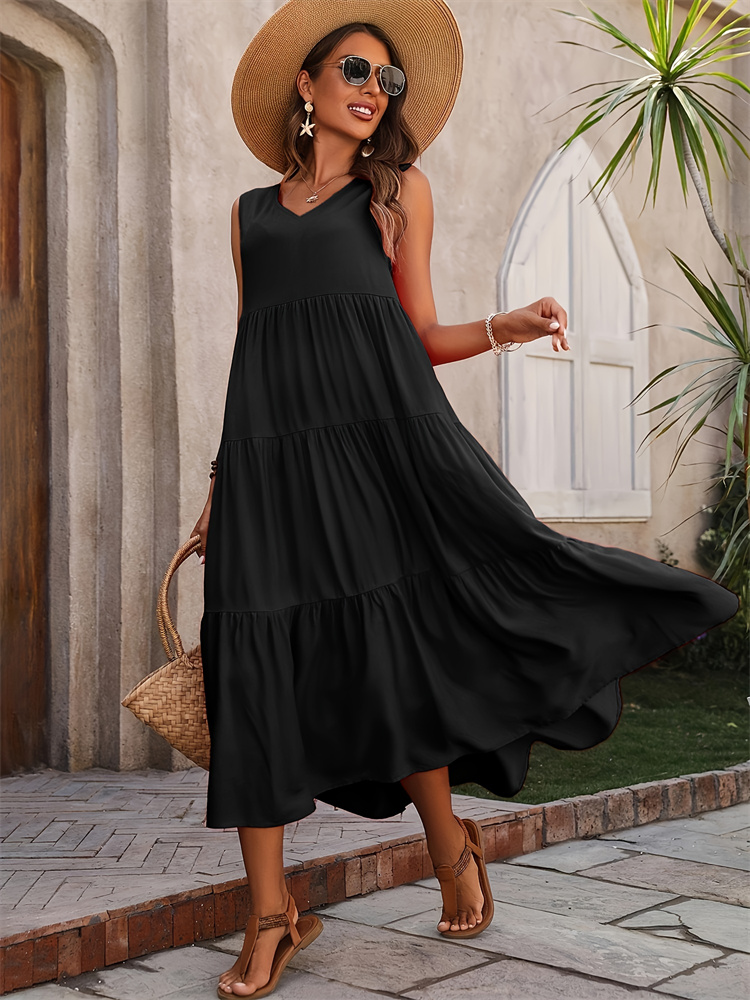 Robe Femme 2024, Robe d'été décontractée, Robes de marque élégantes, Robe jaune et noire, Femme