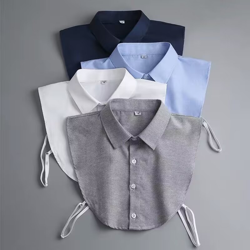 Chemise habillée formelle à faux col pour hommes, vêtements de travail polyvalents, printemps automne hiver, cravates à col décoratif assorties, accessoires pour hommes