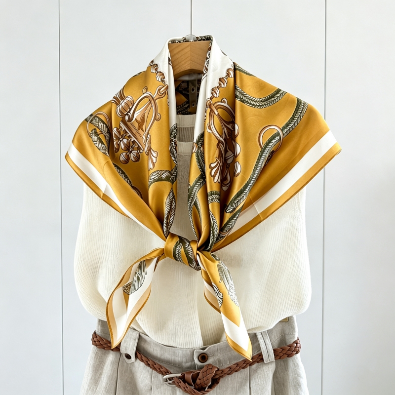 Foulard carré double crêpe 100% soie de mûrier, élégant, de luxe léger, pour femme, pour le quotidien, accessoire décoratif pour le cou