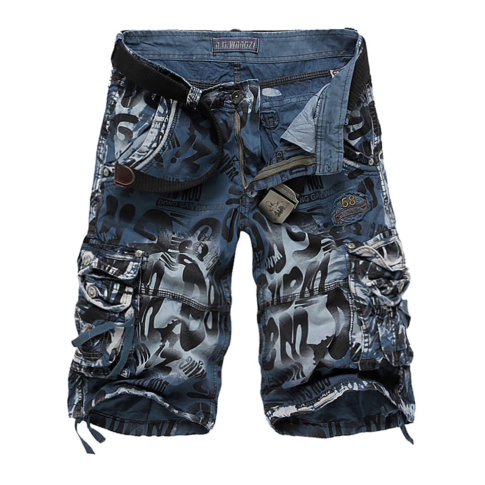 Short Cargo camouflage pour hommes, coupe décontractée, avec poches, pour l'extérieur, pantalon de rue en coton, grande taille, surdimensionné