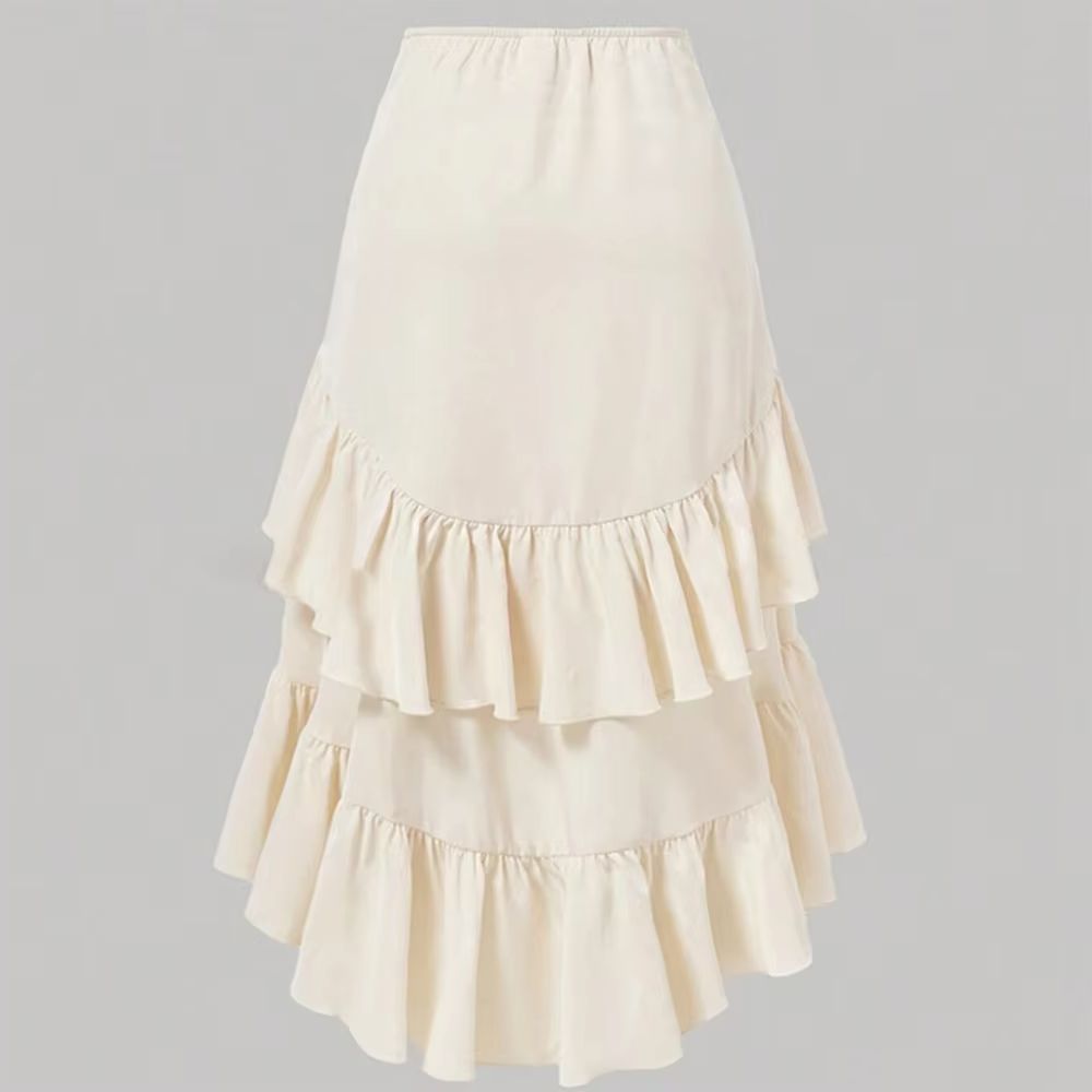 Jupe mi-longue trapèze pour femmes, élégante, asymétrique, Design à volants, décontractée, cordon de serrage à la taille, pour les vacances, usage quotidien, été