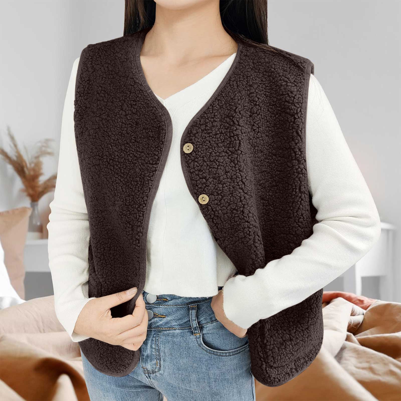 Teddy Smile GlaFiber Jacket for Women, Plain Plush GlaShort Jacket, Smile GlaAutumn, Outwear