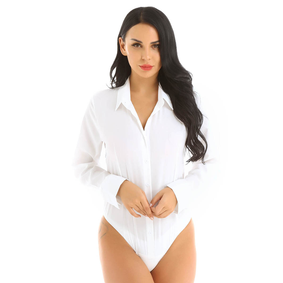 Chemises boutonnées à manches longues pour femmes, body, haut de carrière, chemisier de travail facile d'entretien, pour bureau, occasions formelles d'affaires