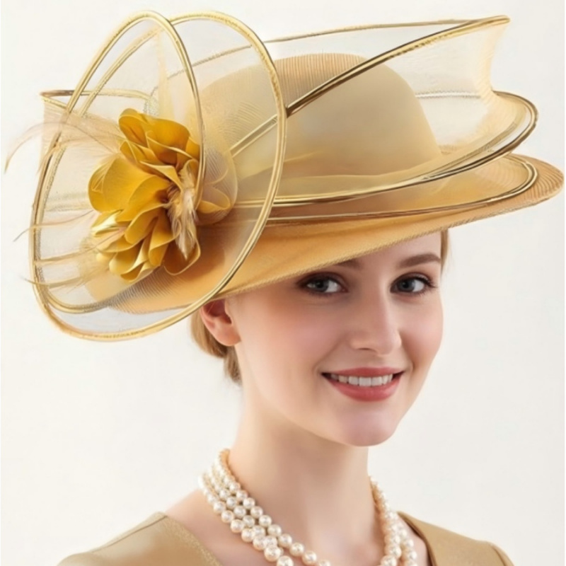 Chapeau de soleil à large bord pour femme, en maille, forme concave, protection des yeux, fascinateur, chapeau d'église