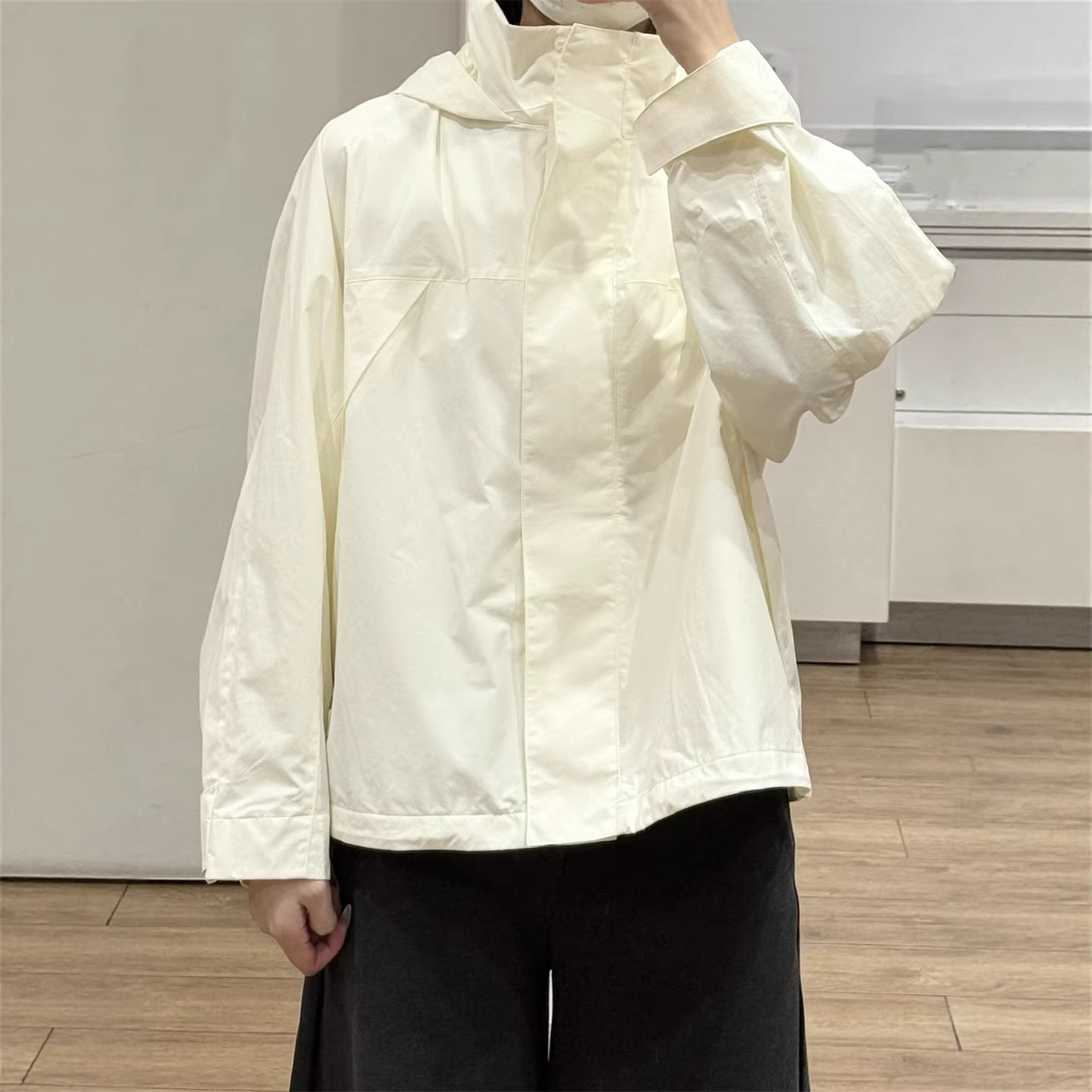 Veste imperméable pour femme 2026, style décontracté, à capuche et col montant, pour le printemps, streetwear
