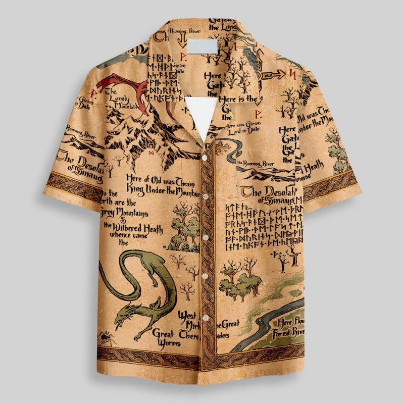 Chemise à manches courtes pour homme, style rétro, médiéval, science-fiction, avec poche et boutons, col cubain vintage, été 2026