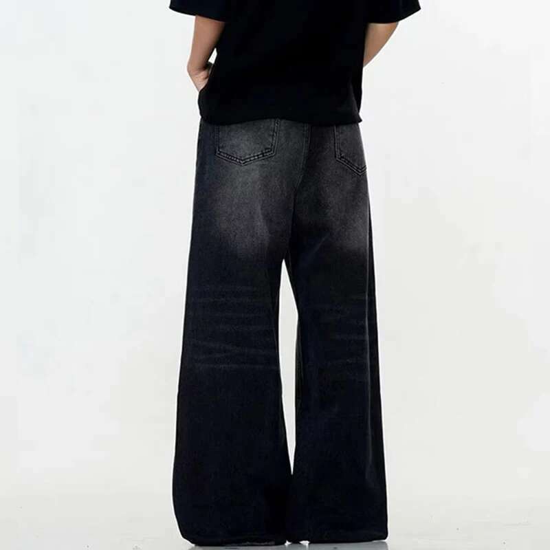 IEFB-Jean à Jambes Droites en Denim pour Homme, Pantalon Décontracté, Style Américain, Baggy, Simple, Solide, Délavé de Documents, Printemps, 9W667