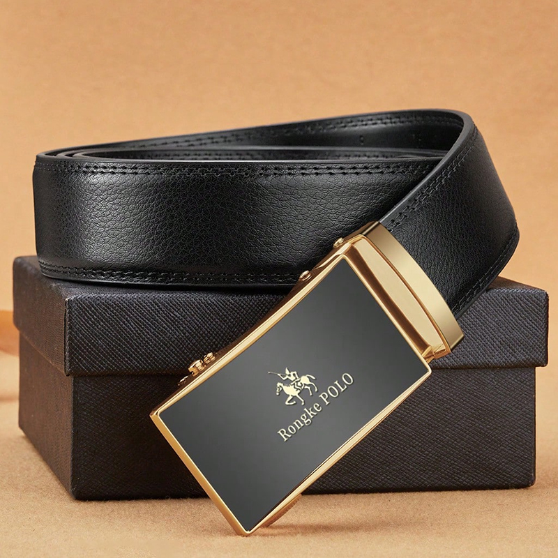 Ceinture en cuir noir pour hommes, boucle réglable en cuir véritable, ceinture de tenue d'affaires et décontractée, ceinture de taille élégante