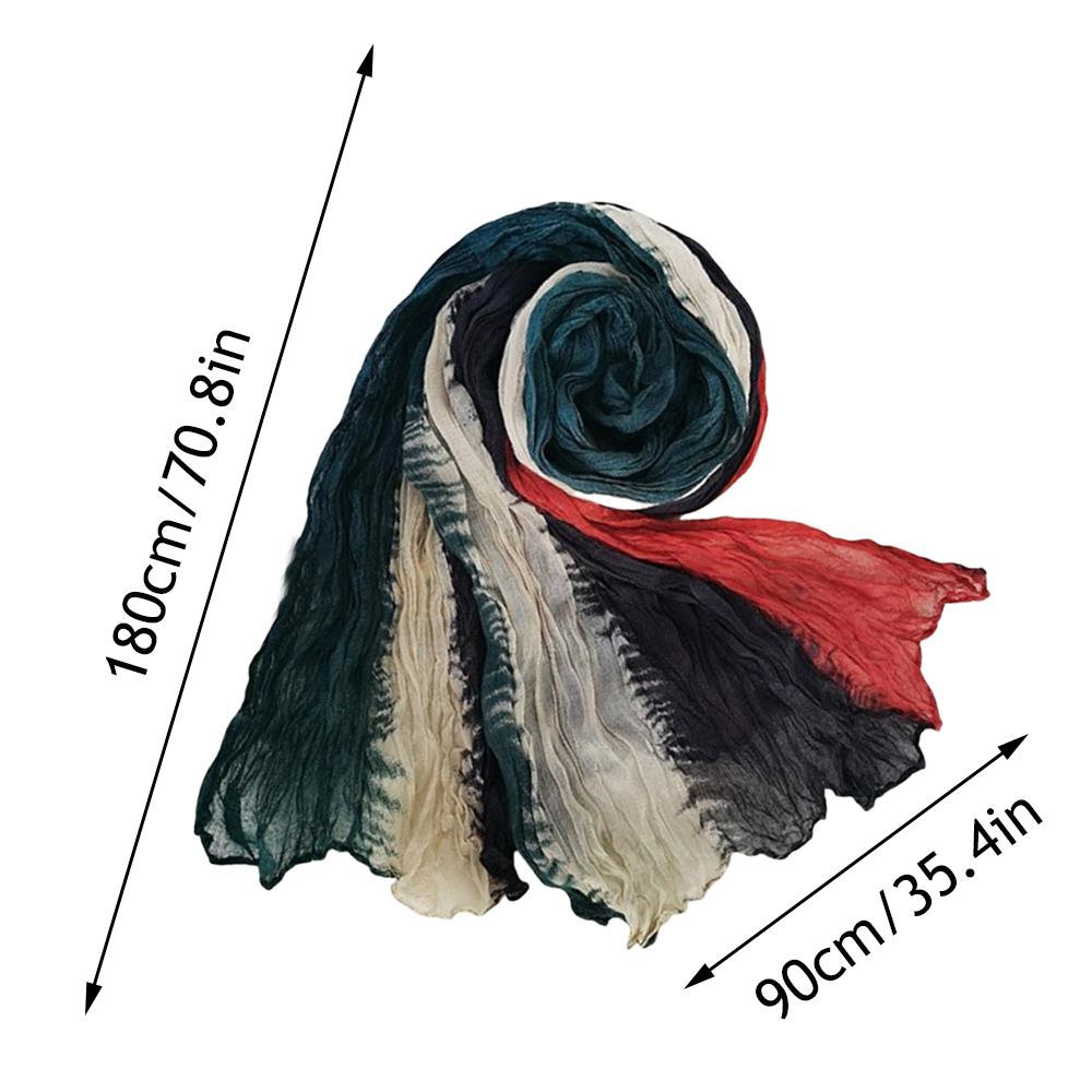 Foulard plissé en coton et chanvre pour femmes, écharpe en lin de couleur dégradée, tendance, châle pliable, coupe-vent, résistant au sable, 2025