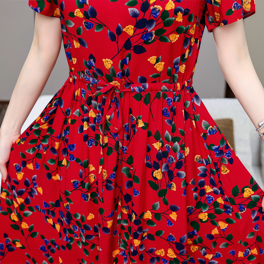 Robe imprimée à manches courtes pour femmes, vêtements d'été, grande taille, robes éducatives décontractées