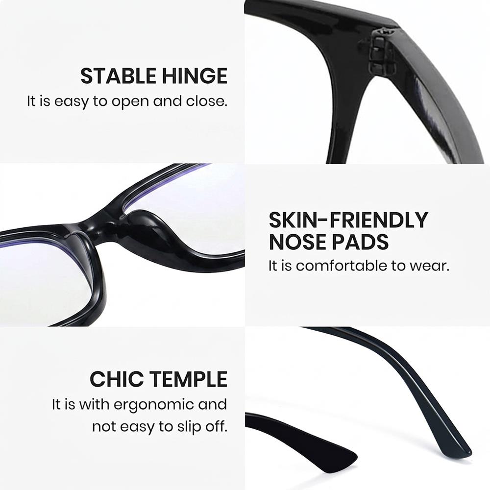 Lunettes carrées classiques anti-lumière bleue pour hommes et femmes, monture noire et transparente, lunettes d'ordinateur unisexes, anti-fatigue oculaire